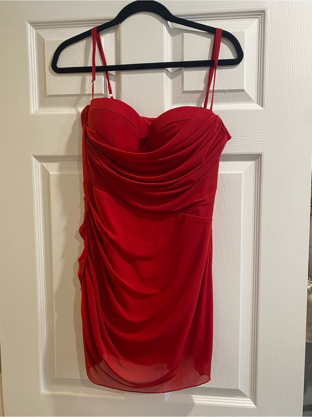 Red Draped Bustier Mini Dress - Sleeveless Cocktail Dress
